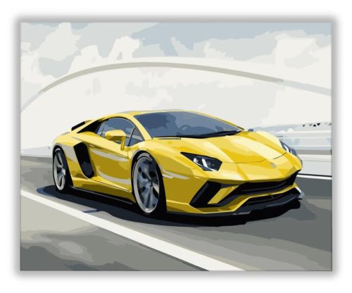 Sárga Lamborghini - számfestő készlet
