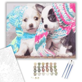 Sapkás kutyák - számfestő készlet - Számfestő.hu - 40×50cm - keret nélkül