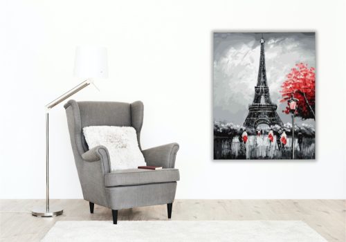 Szürke Párizs - számfestő készlet - Számfestő.hu - 40×50cm - keretre feszítve