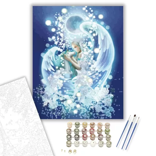 Jeges angyal - számfestő készlet - Számfestő.hu - 40×50cm - keret nélkül