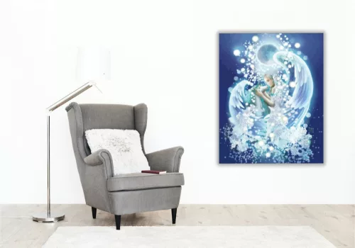 Jeges angyal - számfestő készlet - Számfestő.hu - 40×50cm - keretre feszítve