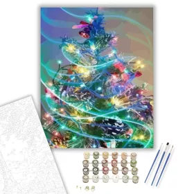 Díszes karácsonyfa - számfestő készlet - Számfestő.hu - 40×50cm - keret nélkül