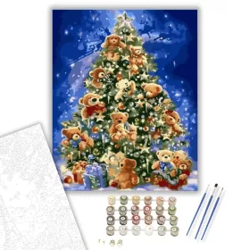 Mackók karácsonya - számfestő készlet - Számfestő.hu - 40×50cm - keret nélkül