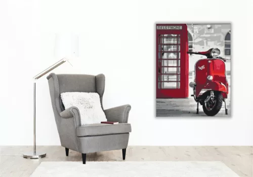 Piros Vespa - számfestő készlet - Számfestő.hu - 40×50cm - keret nélkül