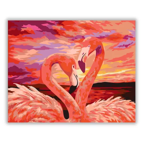 Flamingó pár - számfestő készlet - Számfestő.hu - 40×50cm - Keret nélkül