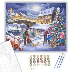 Karácsonyfa díszítés - számfestő készlet - Számfestő.hu - 40×50cm - keret nélkül