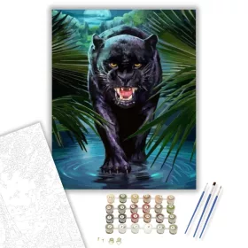 Fekete párduc - számfestő készlet - Számfestő.hu - 40×50cm - keret nélkül