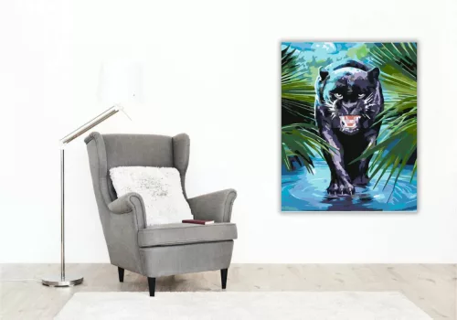 Fekete párduc - számfestő készlet - Számfestő.hu - 40×50cm - Keret nélkül
