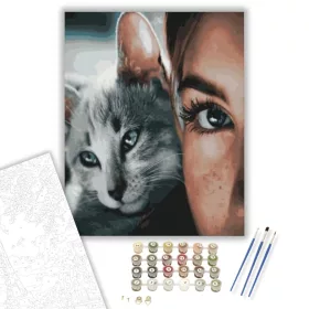 Macska szeretet - számfestő készlet - Számfestő.hu - 40×50cm - keret nélkül