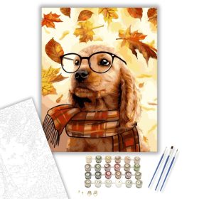 Okos kutya - számfestő készlet - Számfestő.hu - 40×50cm - keret nélkül