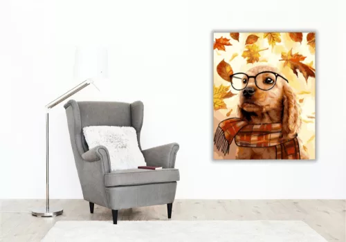 Okos kutya - számfestő készlet - Számfestő.hu - 40×50cm - keretre feszítve