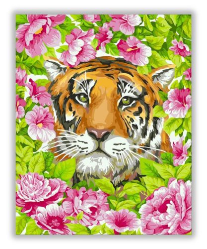 Tigris virágban - számfestő készlet