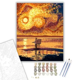 Van Gogh naplemente - számfestő készlet - Számfestő.hu - 40×50cm - keret nélkül
