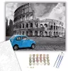 Kék autó a Kolosszeumnál - számfestő készlet - Számfestő.hu - 80×100cm - keret nélkül