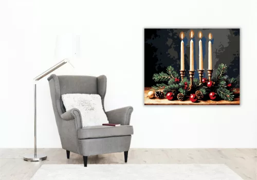 Gyertyafényes Ünnepi Harmónia - számfestő készlet - Számfestő.hu - 80×100cm - keret nélkül