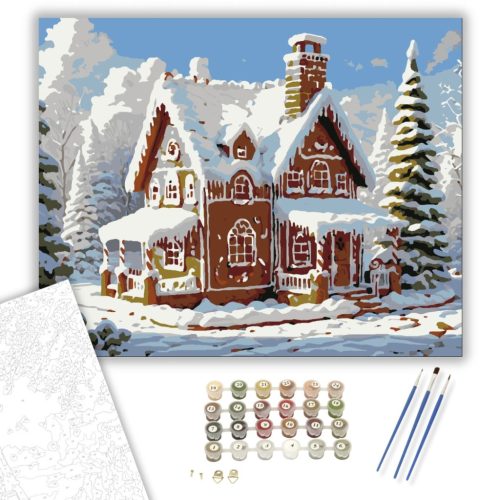 Mézeskalács Téli Csoda - számfestő készlet - Számfestő.hu - 80×100cm - keretre feszítve