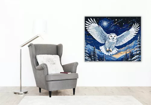 Éjkék Bagoly Röpte - számfestő készlet - Számfestő.hu - 40×50cm - keret nélkül