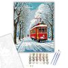 Téli Varázslat Villamossal - számfestő készlet - Számfestő.hu - 40×50cm - keretre feszítve