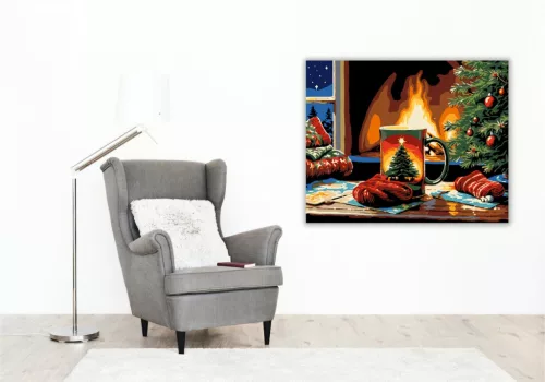 Meghitt Karácsonyi Esték - számfestő készlet - Számfestő.hu - 60×70cm - keret nélkül