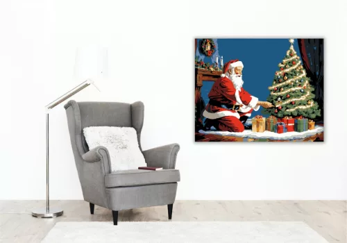Télapó Ünnepi Pillanata - számfestő készlet - Számfestő.hu - 80×100cm - keret nélkül