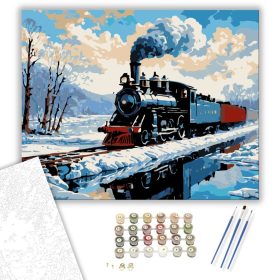 Téli Gőzös Utazás - számfestő készlet - Számfestő.hu - 40×50cm - keret nélkül