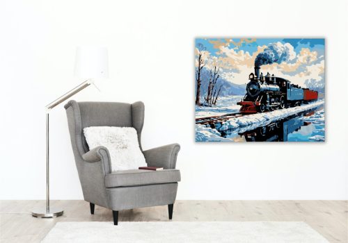Téli Gőzös Utazás - számfestő készlet - Számfestő.hu - 40×50cm - keret nélkül