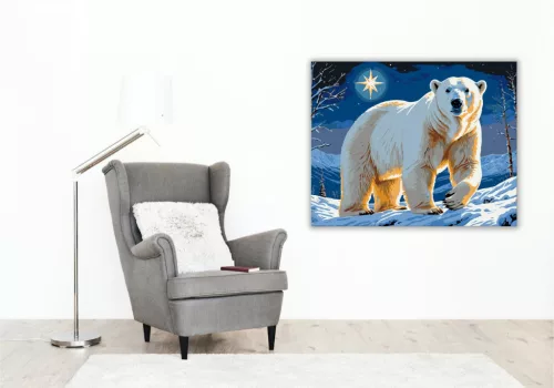 Holdfény Éjféli Medve - számfestő készlet - Számfestő.hu - 80×100cm - keretre feszítve