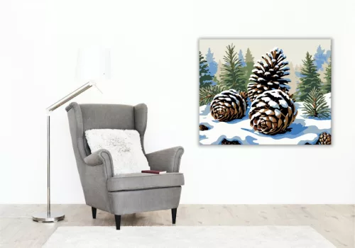Havas Tobozok Nyugalma - számfestő készlet - Számfestő.hu - 80×100cm - keretre feszítve