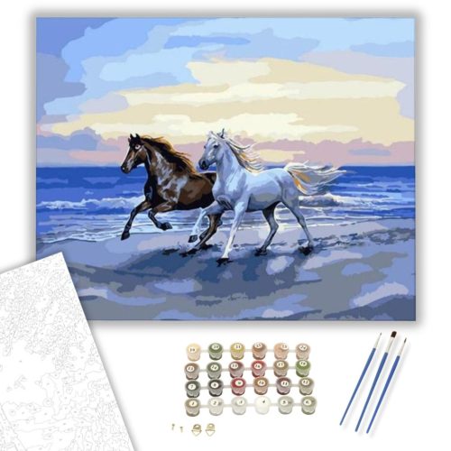 Tengerparti vágta - számfestő készlet - Számfestő.hu - 60×70cm - keretre feszítve