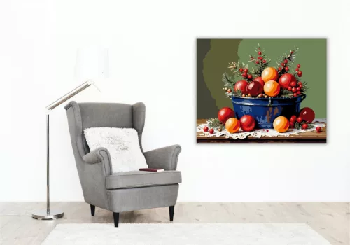 Ünnepi Gyümölcsvarázs - számfestő készlet - Számfestő.hu - 50×60cm - keret nélkül