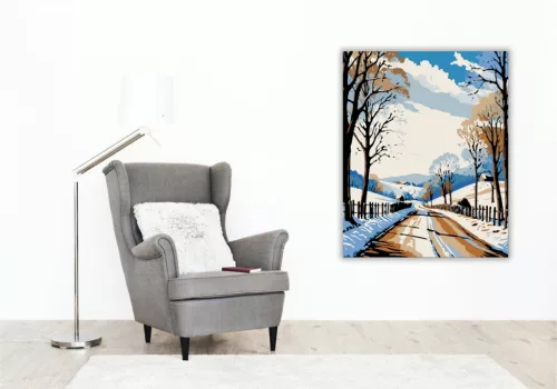 Téli Út Varázsa - számfestő készlet - Számfestő.hu - 80×100cm - keret nélkül