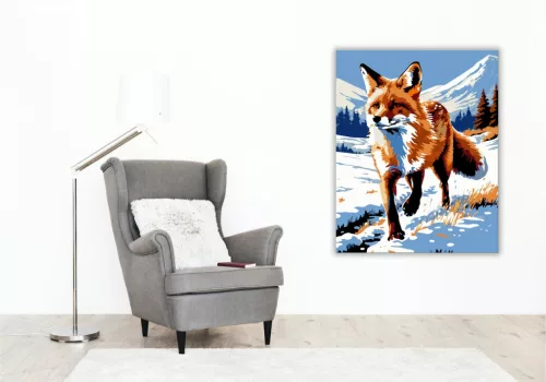 Fenséges Vörös Róka - számfestő készlet - Számfestő.hu - 40×50cm - keretre feszítve