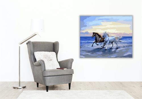 Tengerparti vágta - számfestő készlet - Számfestő.hu - 60×70cm - keretre feszítve