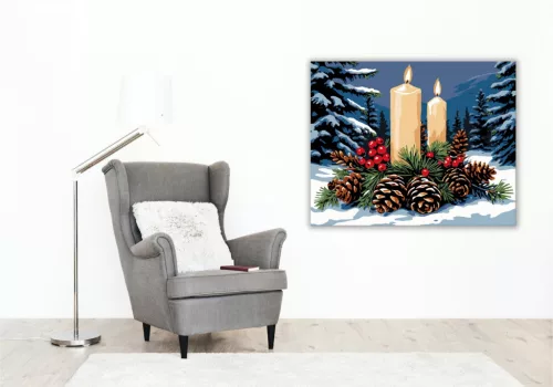 Téli Gyertyafény Ünnepe - számfestő készlet - Számfestő.hu - 40×50cm - keret nélkül