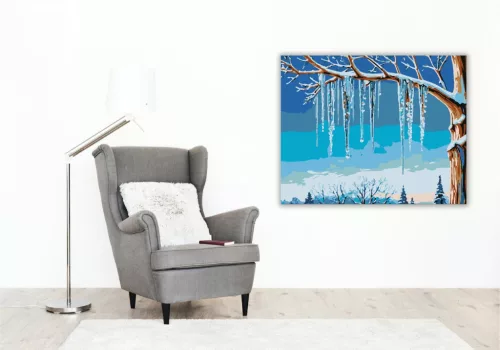 Jégcsapok Téli Harmóniája - számfestő készlet - Számfestő.hu - 80×100cm - keret nélkül