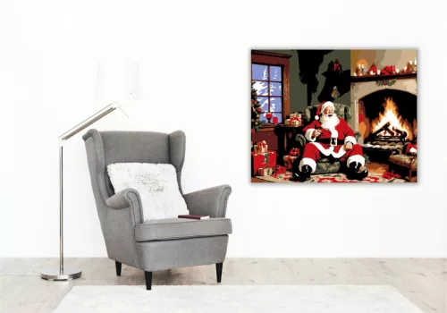 Tűz melletti Ünnepi Vidámság - számfestő készlet - Számfestő.hu - 80×100cm - keret nélkül