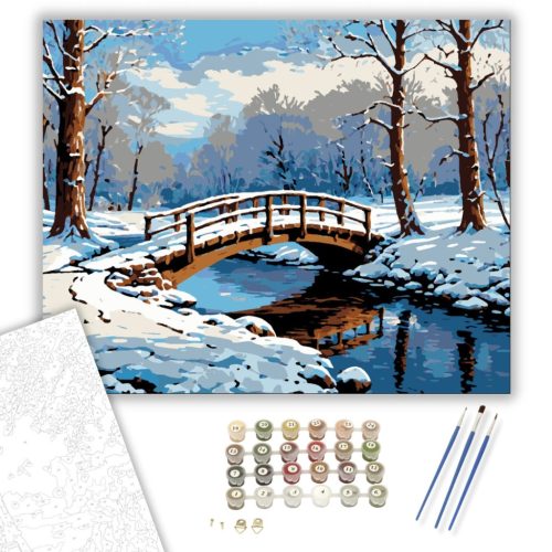 Hófedte Erdő Hídja - számfestő készlet - Számfestő.hu - 80×100cm - keretre feszítve
