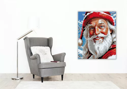 Mosolygó Télapó Varázslata - számfestő készlet - Számfestő.hu - 40×50cm - keret nélkül