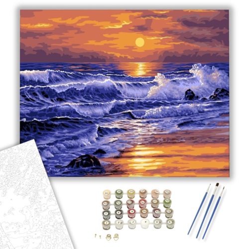 Hullámok - számfestő készlet - Számfestő.hu - 80×100cm - keretre feszítve