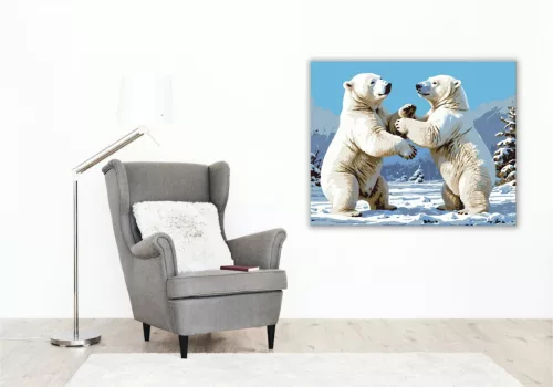 Jegesmedvék Tánca - számfestő készlet - Számfestő.hu - 60×70cm - keret nélkül