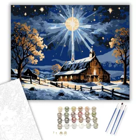 Fénylő Téli Temlom - számfestő készlet - Számfestő.hu - 40×50cm - keret nélkül