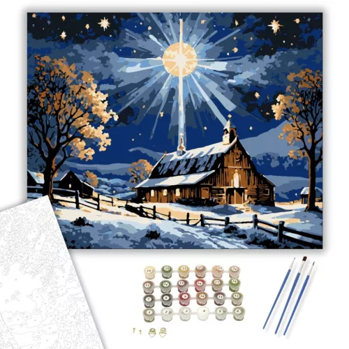 Fénylő Téli Temlom - számfestő készlet - Számfestő.hu - 80×100cm - keret nélkül