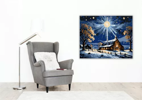 Fénylő Téli Temlom - számfestő készlet - Számfestő.hu - 60×70cm - keret nélkül
