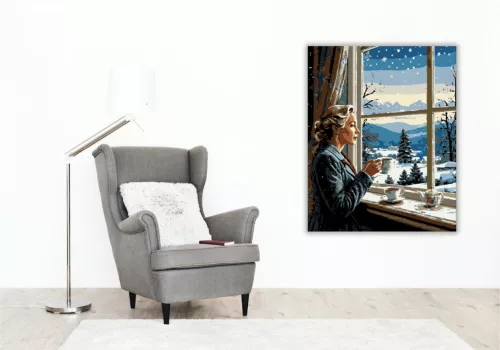 Téli Ablakrámás Elmélkedés - számfestő készlet - Számfestő.hu - 40×50cm - keret nélkül