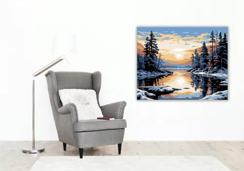Téli Naplemente - számfestő készlet - Számfestő.hu - 40×50cm - keret nélkül