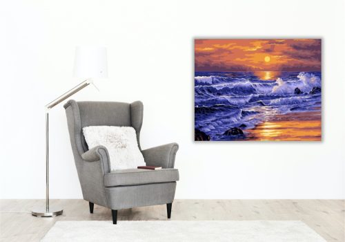 Hullámok - számfestő készlet - Számfestő.hu - 50×60cm - keretre feszítve