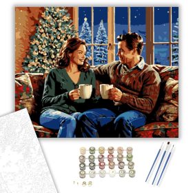 Kandalló Melletti Ünnepi Meghittség - számfestő készlet - Számfestő.hu - 40×50cm - keret nélkül