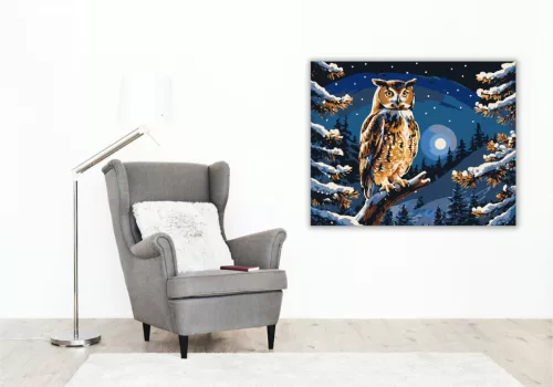 Éjszakai Bagoly Harmóniája - számfestő készlet - Számfestő.hu - 60×70cm - keret nélkül
