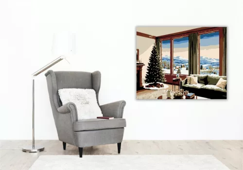 Meghitt Ünnepi Otthon - számfestő készlet - Számfestő.hu - 40×50cm - keretre feszítve