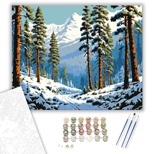 Téli Erdő Csendje - számfestő készlet - Számfestő.hu - 80×100cm - keret nélkül